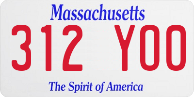 MA license plate 312YO0