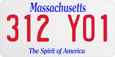 MA license plate 312YO1