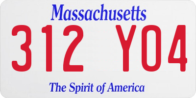 MA license plate 312YO4
