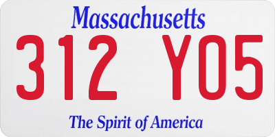 MA license plate 312YO5