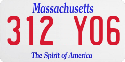 MA license plate 312YO6
