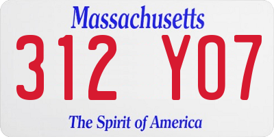 MA license plate 312YO7