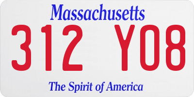 MA license plate 312YO8