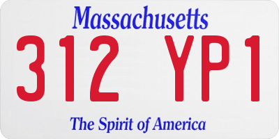 MA license plate 312YP1
