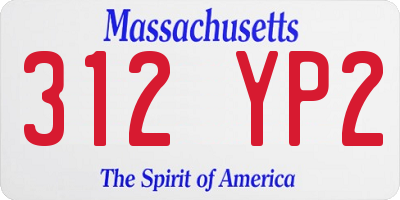 MA license plate 312YP2