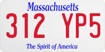 MA license plate 312YP5