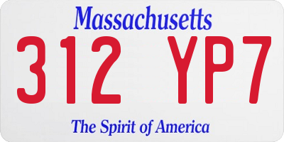 MA license plate 312YP7