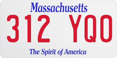 MA license plate 312YQ0