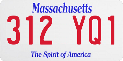 MA license plate 312YQ1