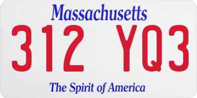 MA license plate 312YQ3