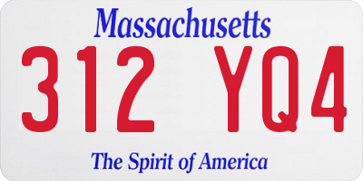 MA license plate 312YQ4