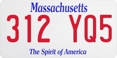 MA license plate 312YQ5
