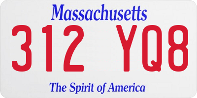 MA license plate 312YQ8