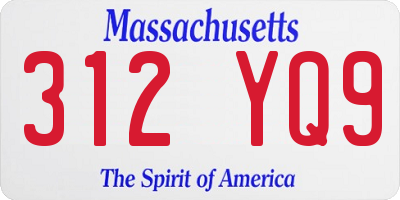 MA license plate 312YQ9