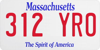MA license plate 312YR0