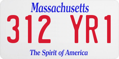 MA license plate 312YR1