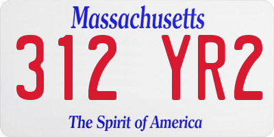 MA license plate 312YR2
