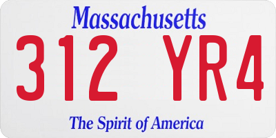 MA license plate 312YR4