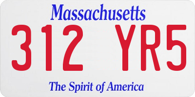 MA license plate 312YR5