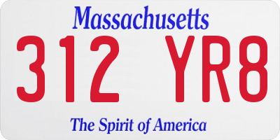 MA license plate 312YR8