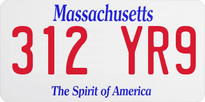 MA license plate 312YR9
