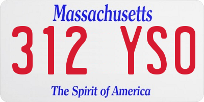MA license plate 312YS0