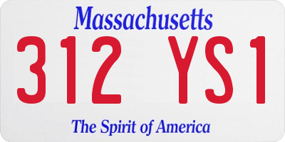 MA license plate 312YS1