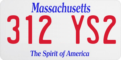 MA license plate 312YS2