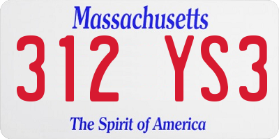 MA license plate 312YS3