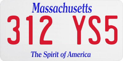 MA license plate 312YS5