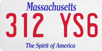 MA license plate 312YS6
