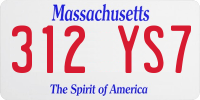 MA license plate 312YS7
