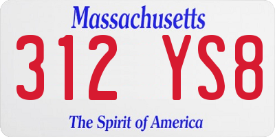MA license plate 312YS8