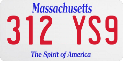 MA license plate 312YS9