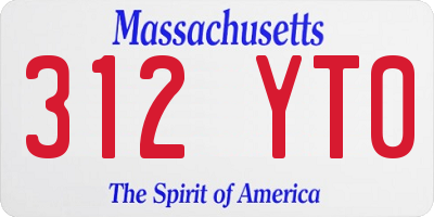 MA license plate 312YT0