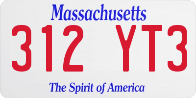 MA license plate 312YT3