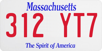 MA license plate 312YT7
