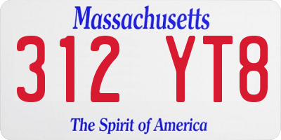 MA license plate 312YT8