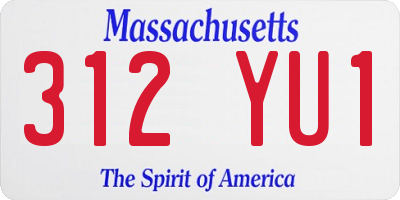 MA license plate 312YU1