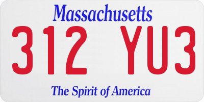 MA license plate 312YU3