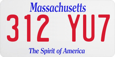 MA license plate 312YU7