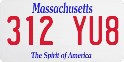 MA license plate 312YU8