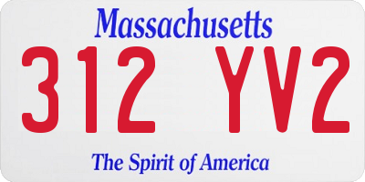 MA license plate 312YV2