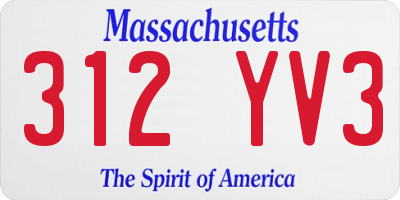 MA license plate 312YV3