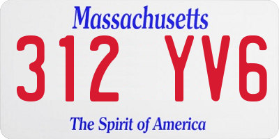 MA license plate 312YV6