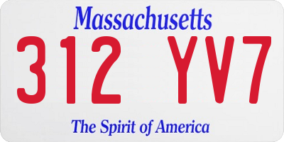 MA license plate 312YV7