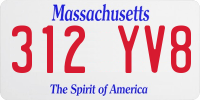 MA license plate 312YV8