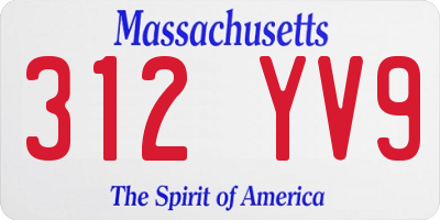 MA license plate 312YV9
