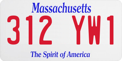 MA license plate 312YW1
