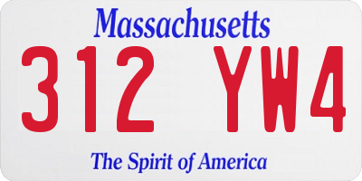 MA license plate 312YW4